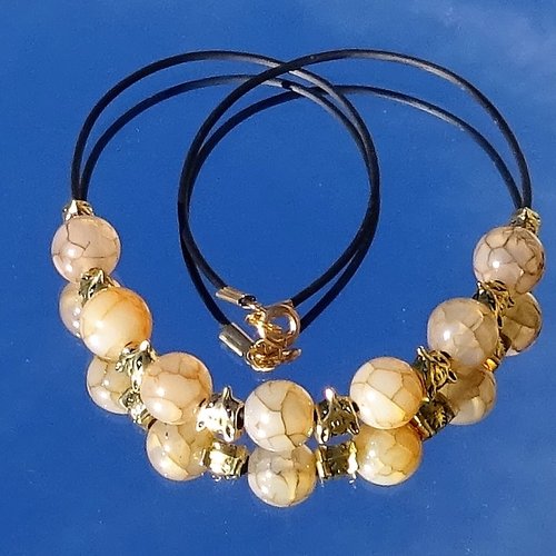 Collier perles minérales, cl.0995