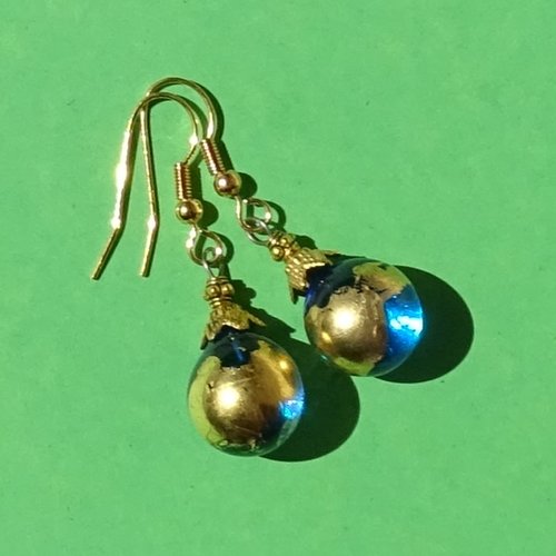 Pendants d'oreille, lampwork, verre filé, perle au chalumeau, bcl.3394