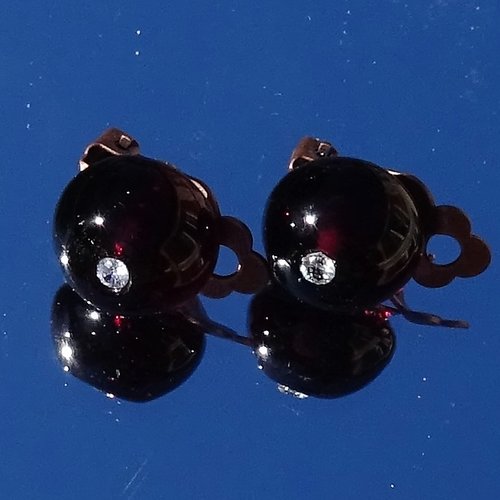 Clips d'oreille, cabochon, murano, verre filé, lampwork, bcl.2845