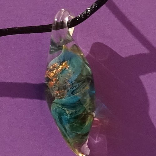Pendentif perle d'art, lampwork,murano, verre filé cl.1093