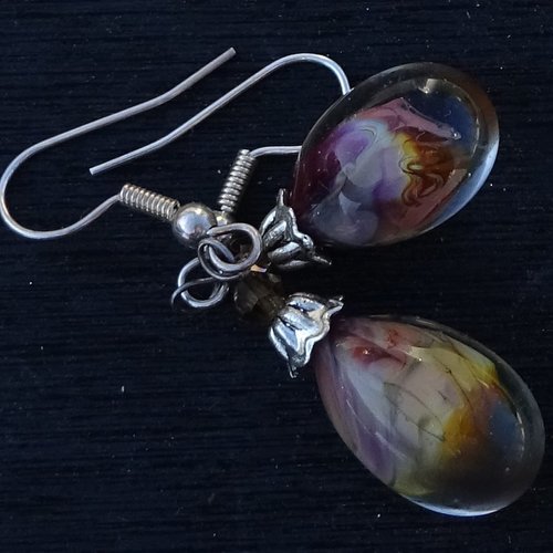 Boucles d'oreille, lampwork, verre de murano, bcl.3071