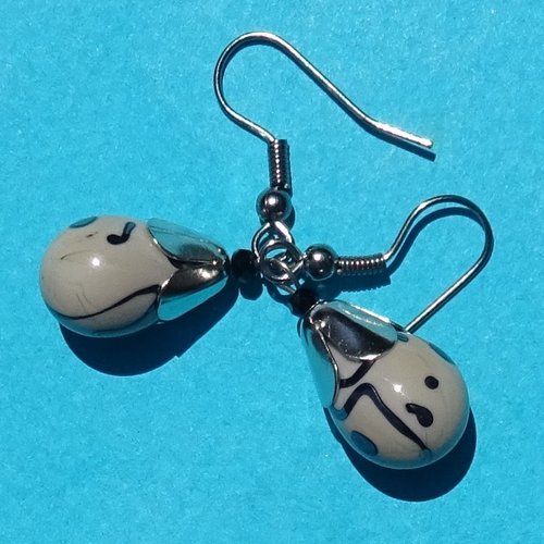 Pendants d'oreille, lampwork, verre filé, perle au chalumeau, bcl.3239