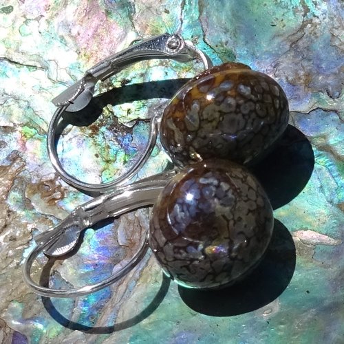 Pendants d'oreille, lampwork, verre filé, perle au chalumeau, bcl.3247