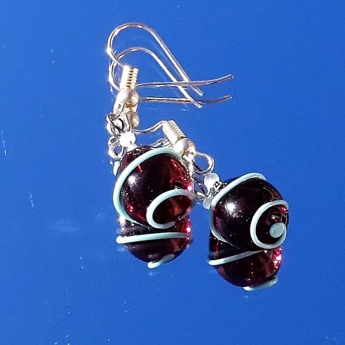 Boucles d'oreille, perles au chalumeau, murano bcl.2866