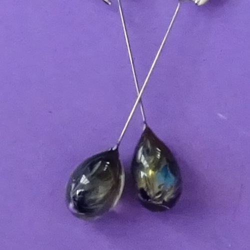 Pendants d'oreille, lampwork, verre filé, perle au chalumeau, bcl.3203