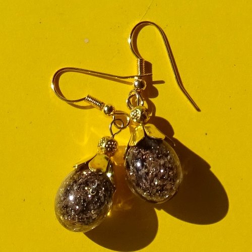 Pendants d'oreille, lampwork, verre filé, perle au chalumeau, bcl.3406