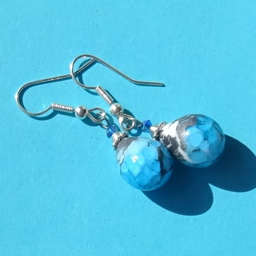 Pendants d'oreille, lampwork, verre filé, perle au chalumeau, bcl.3407