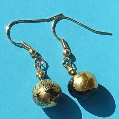 Pendants d'oreille, lampwork, verre filé, perle au chalumeau, bcl.3416