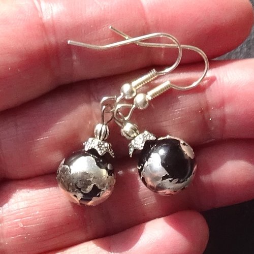 Pendants d'oreille, lampwork, verre filé, perle au chalumeau, bcl.3417
