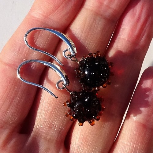 Boucles d'oreille, perles au chalumeau, murano bcl.2901