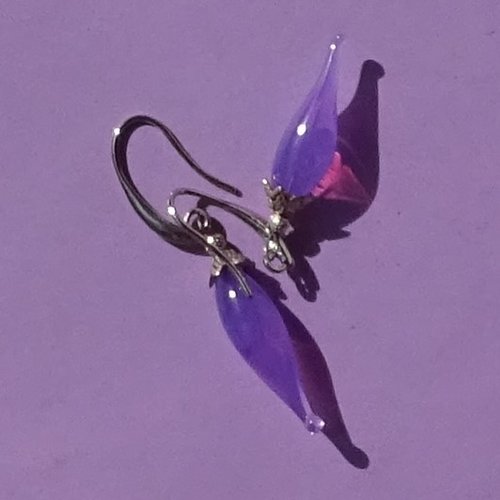 Pendants d'oreille, lampwork, verre filé, perle au chalumeau, bcl.3419
