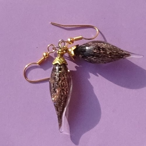 Pendants d'oreille, lampwork, verre filé, perle au chalumeau, bcl.3421