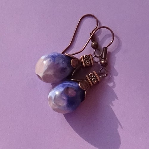 Pendants d'oreille, lampwork, verre filé, perle au chalumeau, bcl.3426
