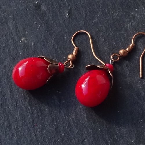 Pendants d'oreille, lampwork, verre filé, perle au chalumeau, bcl.3427