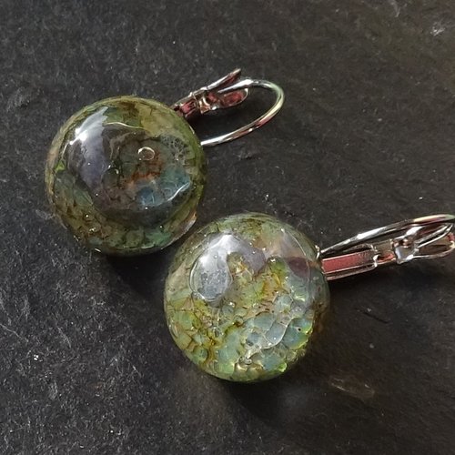 Pendants d'oreille, lampwork, verre filé, perle au chalumeau, bcl.3431