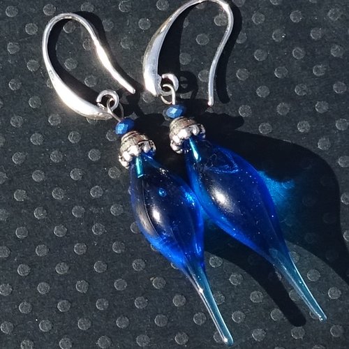 Pendants d'oreille, verre filé, lampwork, bcl.3136