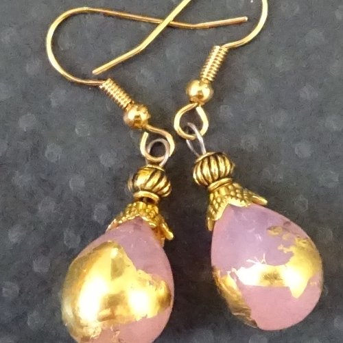 Pendants d'oreille, lampwork, verre filé, perle au chalumeau, bcl.3168