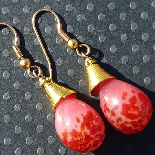 Pendants d'oreille, verre filé, lampwork, bcl.3140