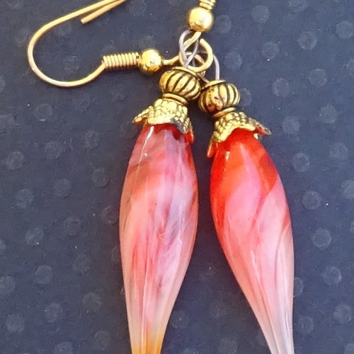 Pendants d'oreille, verre filé, lampwork, bcl.3141