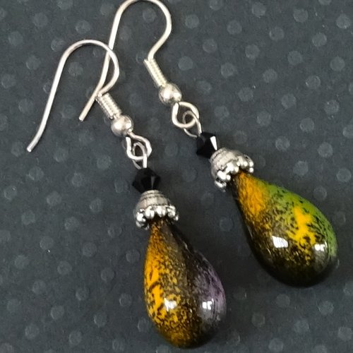 Pendants d'oreille, verre filé, lampwork, bcl.3143