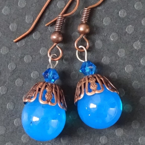 Pendants d'oreille, lampwork, verre filé, perle au chalumeau, bcl.3147