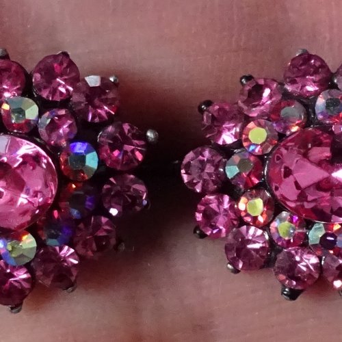 Boucles d'oreille strass rose, bcl.3151