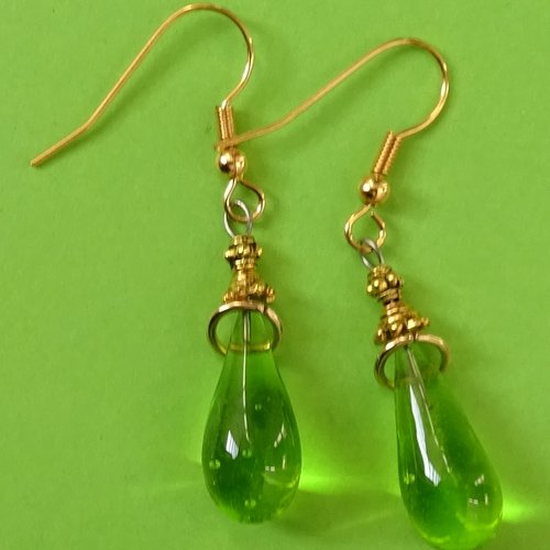 Pendants d'oreille, lampwork, verre filé, perle au chalumeau, bcl.3155