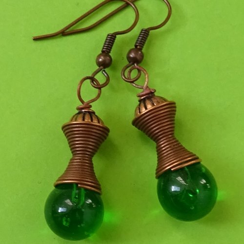 Pendants d'oreille, lampwork, verre filé, perle au chalumeau, bcl.3163
