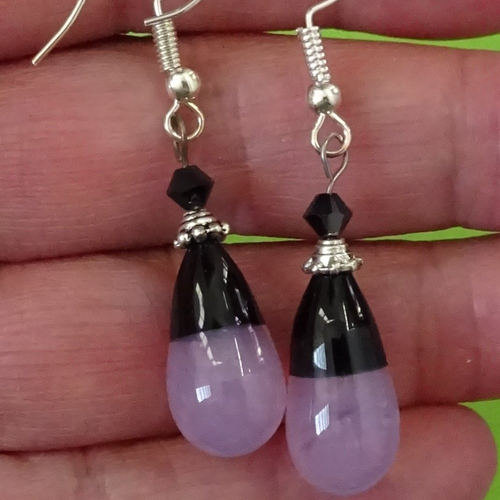 Pendants d'oreille, lampwork, verre filé, perle au chalumeau, bcl.3174