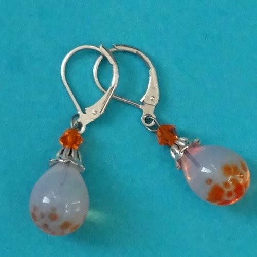 Pendants d'oreille, lampwork, verre filé, perle au chalumeau, bcl.3177