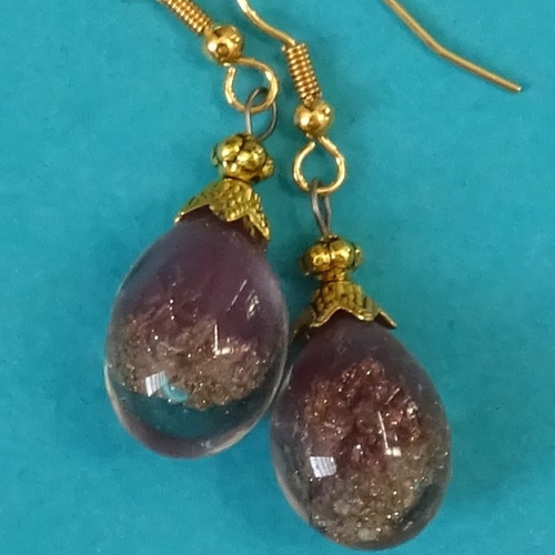 Pendants d'oreille, lampwork, verre filé, perle au chalumeau, bcl.3181