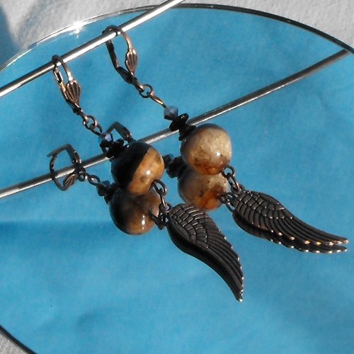 Pendants d'oreille perles agate bcl.2051