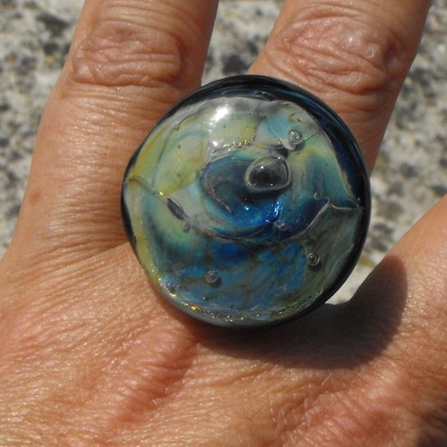 Bague cabochon murano bag.1004