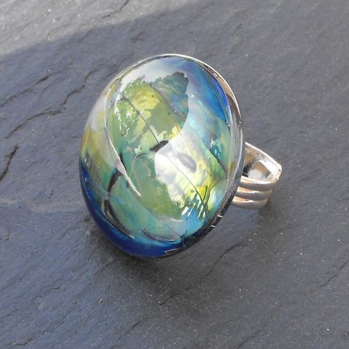 Bague cabochon murano bag.1060
