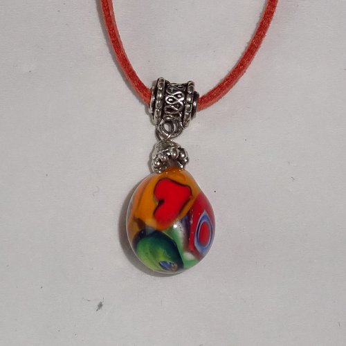 Pendentif perle d'art, lampwork,murano, verre filé cl.1113