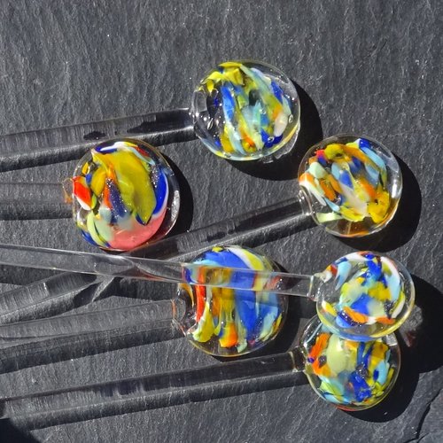 Ensemble de 6 agitateurs cocktail, verre de murano, lampwork, deco.0103