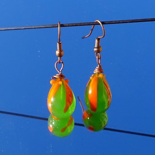 Boucles d'oreille, perles au chalumeau, murano bcl.2891
