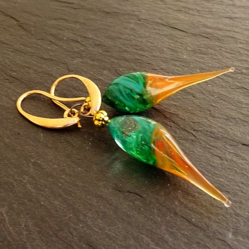 Boucles d'oreille, perles au chalumeau, murano bcl.2895
