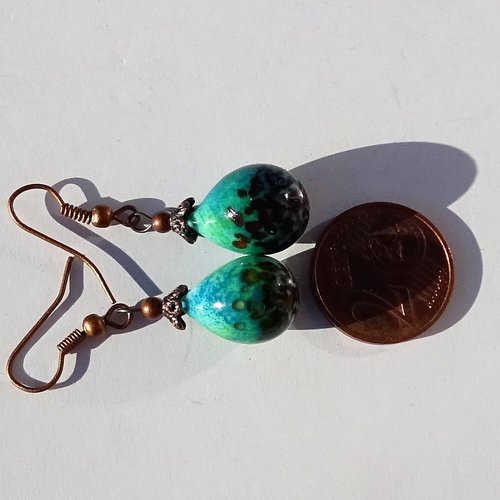Boucles d'oreille, perles au chalumeau, murano bcl.2872