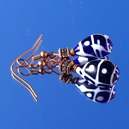 Boucles d'oreille, perles au chalumeau, murano bcl.2873