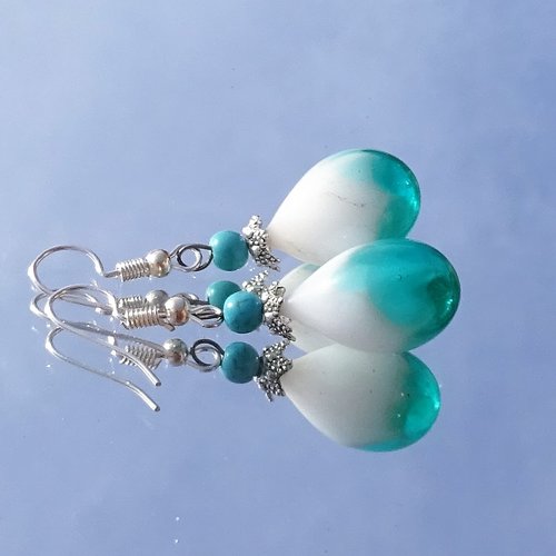 Boucles d'oreille, perles au chalumeau, murano bcl.2878