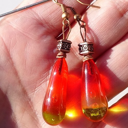 Boucles d'oreille, perles au chalumeau, murano bcl.2880