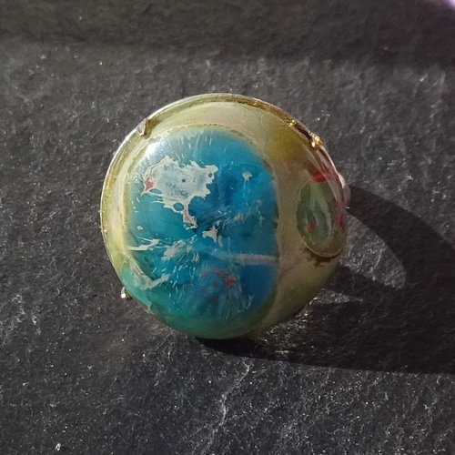 Bague cabochon, lampwork, verre filé, verre de murano, bag.1674