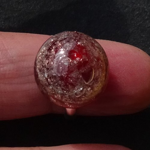 Bague cabochon, lampwork, verre filé, verre de murano, bag.1686
