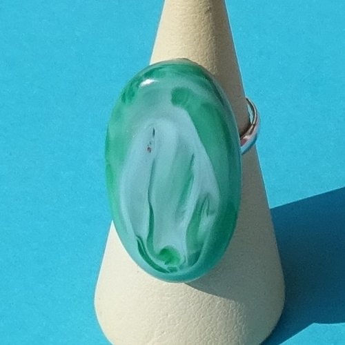 Bague cabochon, lampwork, verre filé, verre de murano, bag.1693