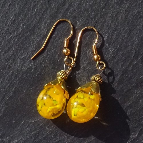 Pendants d'oreille, lampwork, verre filé, perle au chalumeau, bcl.3467