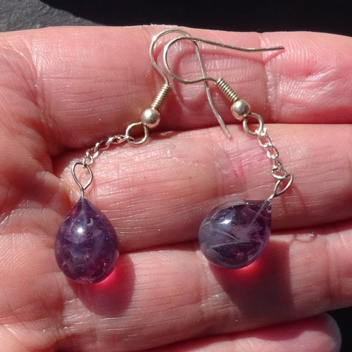 Pendants d'oreille, lampwork, verre filé, perle au chalumeau, bcl.3468