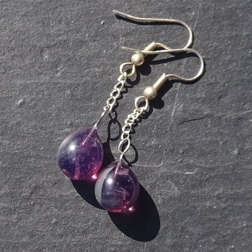 Pendants d'oreille, lampwork, verre filé, perle au chalumeau, bcl.3468