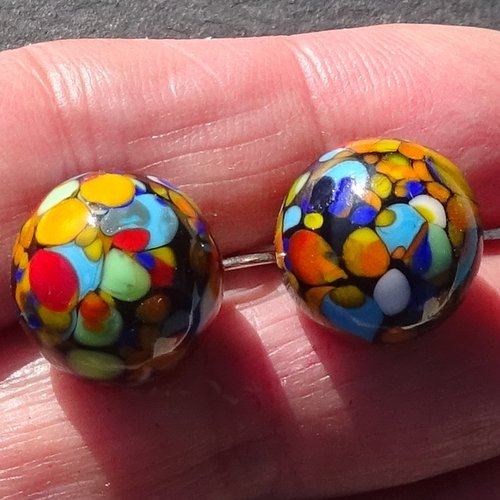 Pendants d'oreille, lampwork, verre filé, perle au chalumeau, bcl.3473