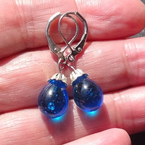 Pendants d'oreille, lampwork, verre filé, perle au chalumeau, bcl.3475